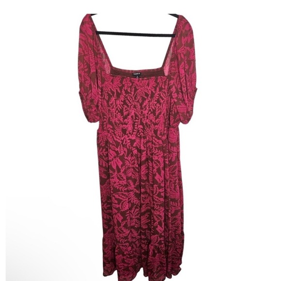 Torrid Leaves Tea Length Smocked Bodice Dress Size 4 Coquette Fairycore Romantic - Picture 3 of 11